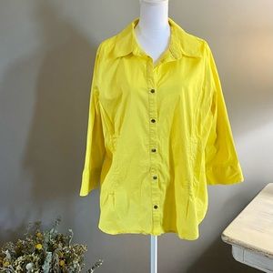 Attention Yellow Button Down Shirt Size XXL
